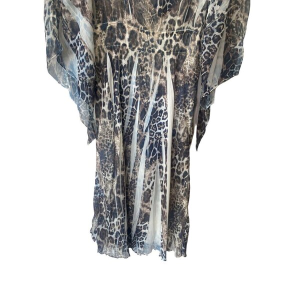 Alberto Makali Animal Print Dress Fairy Sheer Batwing Sleeve Whimsigoth V Neck - Picture 10 of 12
